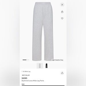 SKIMS Light Heather Grey Wide Leg Pants